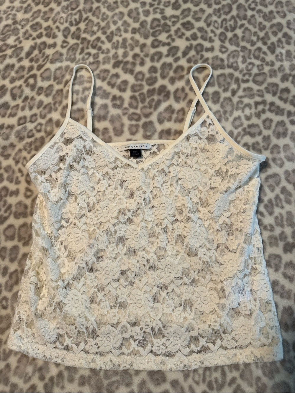 American Eagle Outfitters Ivory Floral Lace Cami Tank